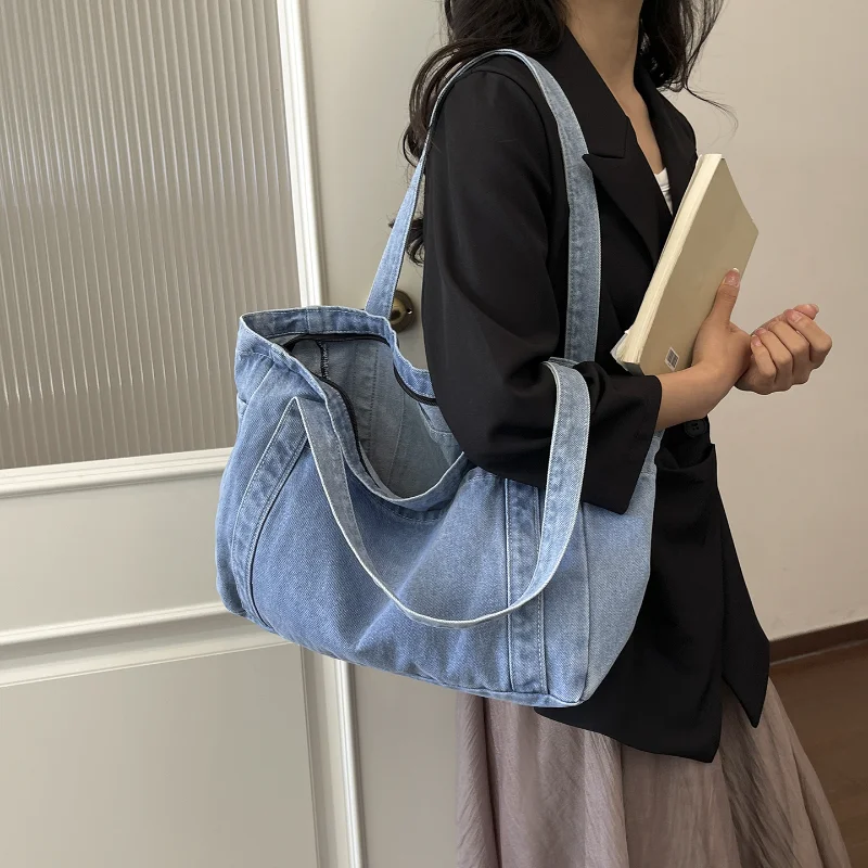 Japanese Simple Korean Student Denim Tote Bag for Women 2026 New Large Capacity Solid Color Ladies Shoulder Bag Female Handbags
Japanese Simple Korean Student Denim Tote Bag for Women 2026 New Large Capacity Solid Color Ladies Shoulder Bag Female Handbags