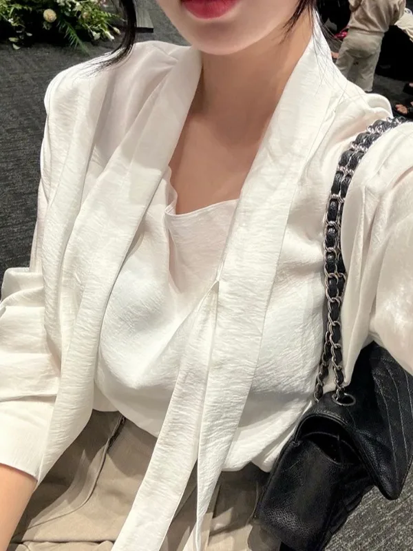 Корейская свободная женская блузка с длинным рукавом, модный весенний топ, элегантная повседневная рубашка премиум-класса
Корейская свободная женская блузка с длинным рукавом, модный весенний топ, элегантная повседневная рубашка премиум-класса