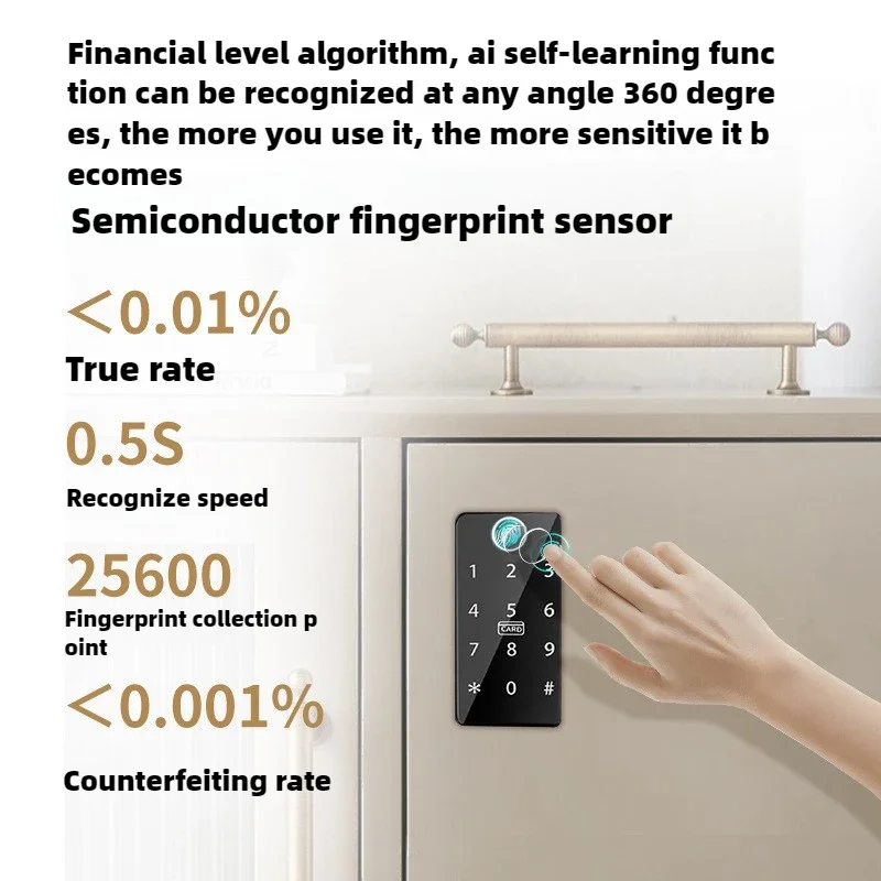 Excellent Biometric Fingerprint Lock Black Keyless Cabinet Lock Smart Drawer Locks Anti-theft Door Lock Long Standby Time Door H
Excellent Biometric Fingerprint Lock Black Keyless Cabinet Lock Smart Drawer Locks Anti-theft Door Lock Long Standby Time Door H