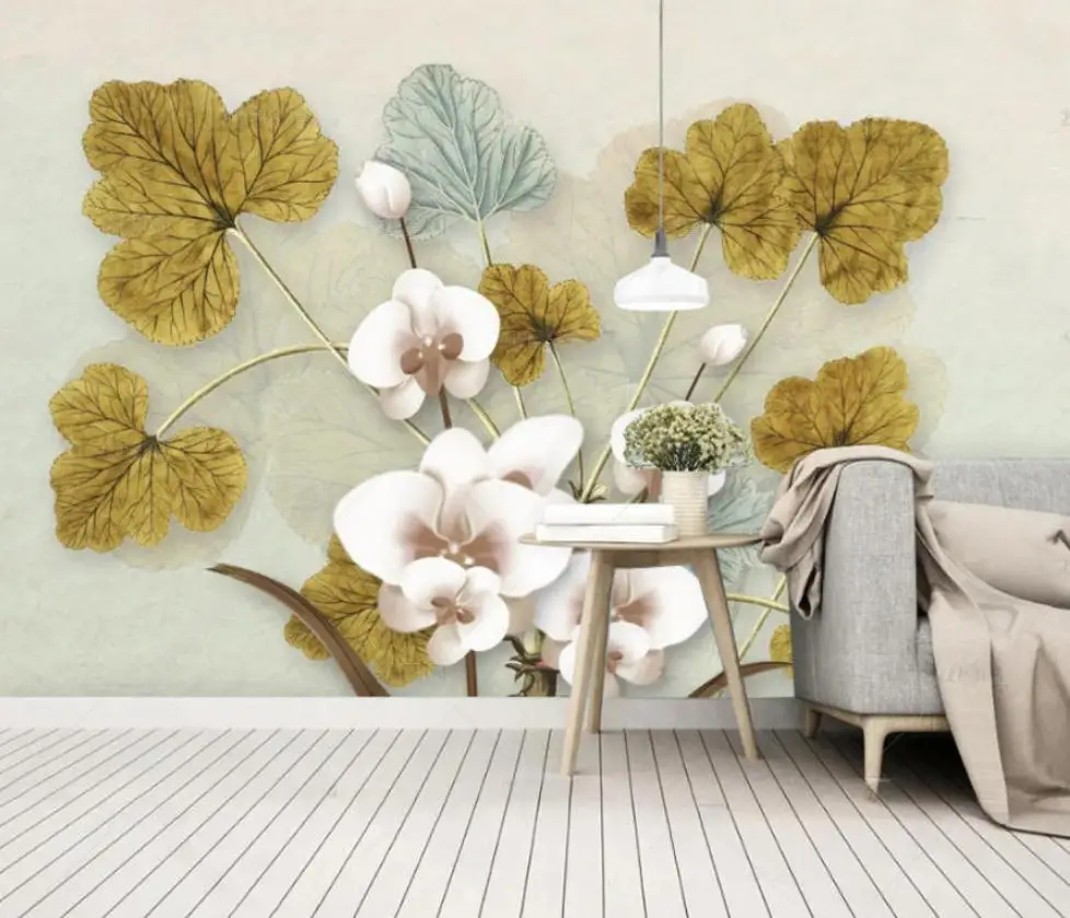 Customize any size wallpaper mural Modern golden leaf butterfly orchid new Chinese decorative painting background wall wallpaper
Customize any size wallpaper mural Modern golden leaf butterfly orchid new Chinese decorative painting background wall wallpaper