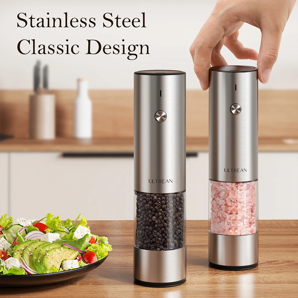Электрический набор мельниц для соли и перца, перезаряжаемый через USB — мельница для специй с регулируемой грубостью, нержавеющая сталь — автоматическая мельница для перца
Электрический набор мельниц для соли и перца, перезаряжаемый через USB — мельница для специй с регулируемой грубостью, нержавеющая сталь — автоматическая мельница для перца