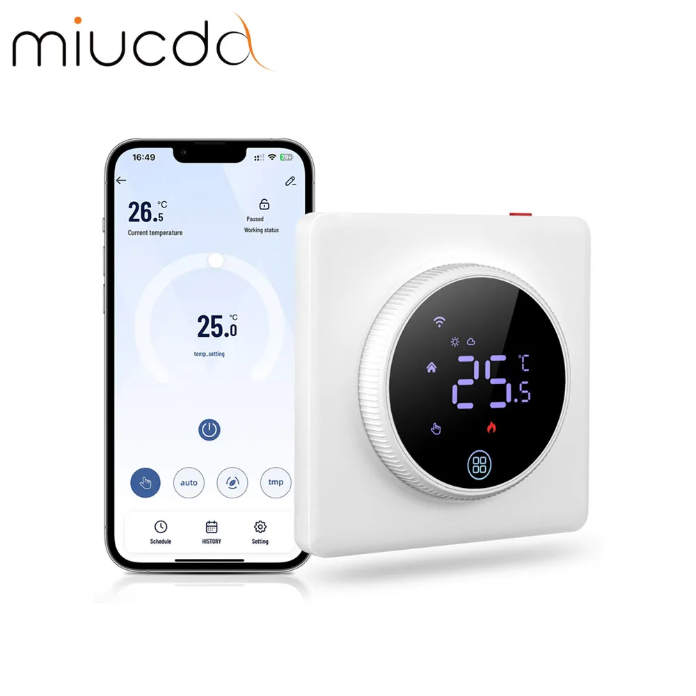 MIUCDA Tuya Wi-Fi термостат с ручкой, умный регулятор температуры, электрическое отопление, водяное отопление пола, работает с Alexa Google Home
MIUCDA Tuya Wi-Fi термостат с ручкой, умный регулятор температуры, электрическое отопление, водяное отопление пола, работает с Alexa Google Home