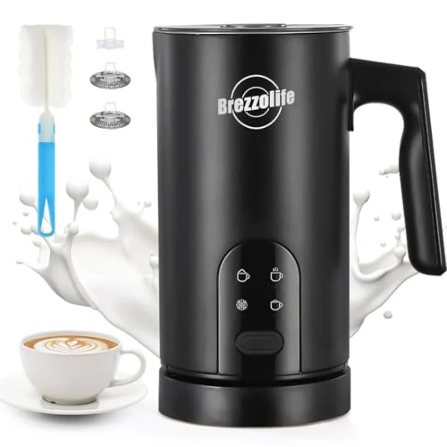 4-in-1 Electric Milk Frother for Coffee, 350ml Stainless Steel Black Hot Cold Milk Froth Maker for Latte Cappuccino, Quiet One-
4-in-1 Electric Milk Frother for Coffee, 350ml Stainless Steel Black Hot Cold Milk Froth Maker for Latte Cappuccino, Quiet One-
