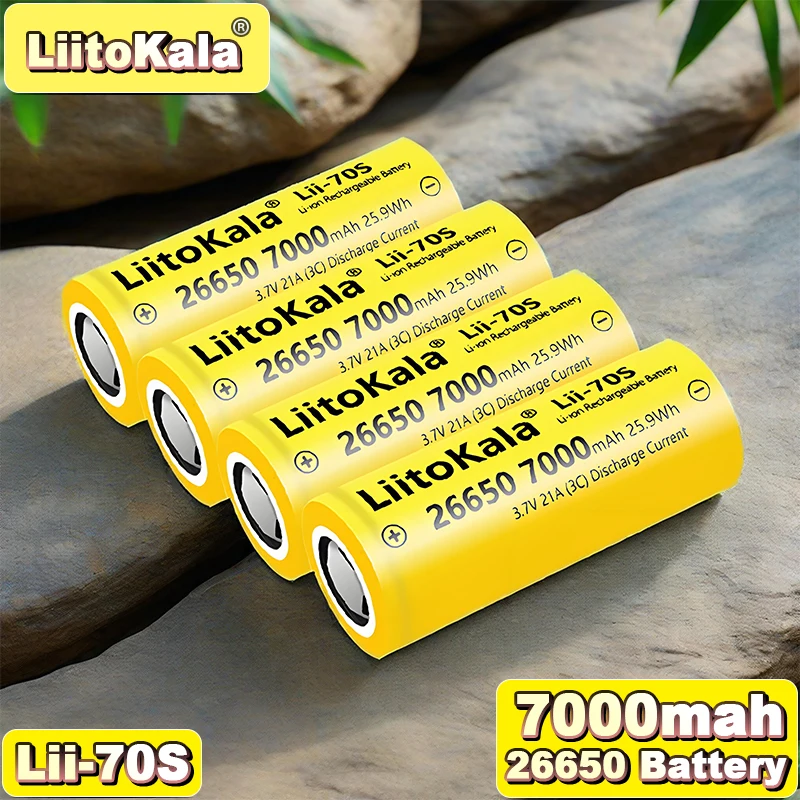 LiitoKala 3.7V 7000mAh Li-ion 26650 Battery 21A Discharge Fast Charge ≤3A for High-Drain Use
LiitoKala 3.7V 7000mAh Li-ion 26650 Battery 21A Discharge Fast Charge ≤3A for High-Drain Use