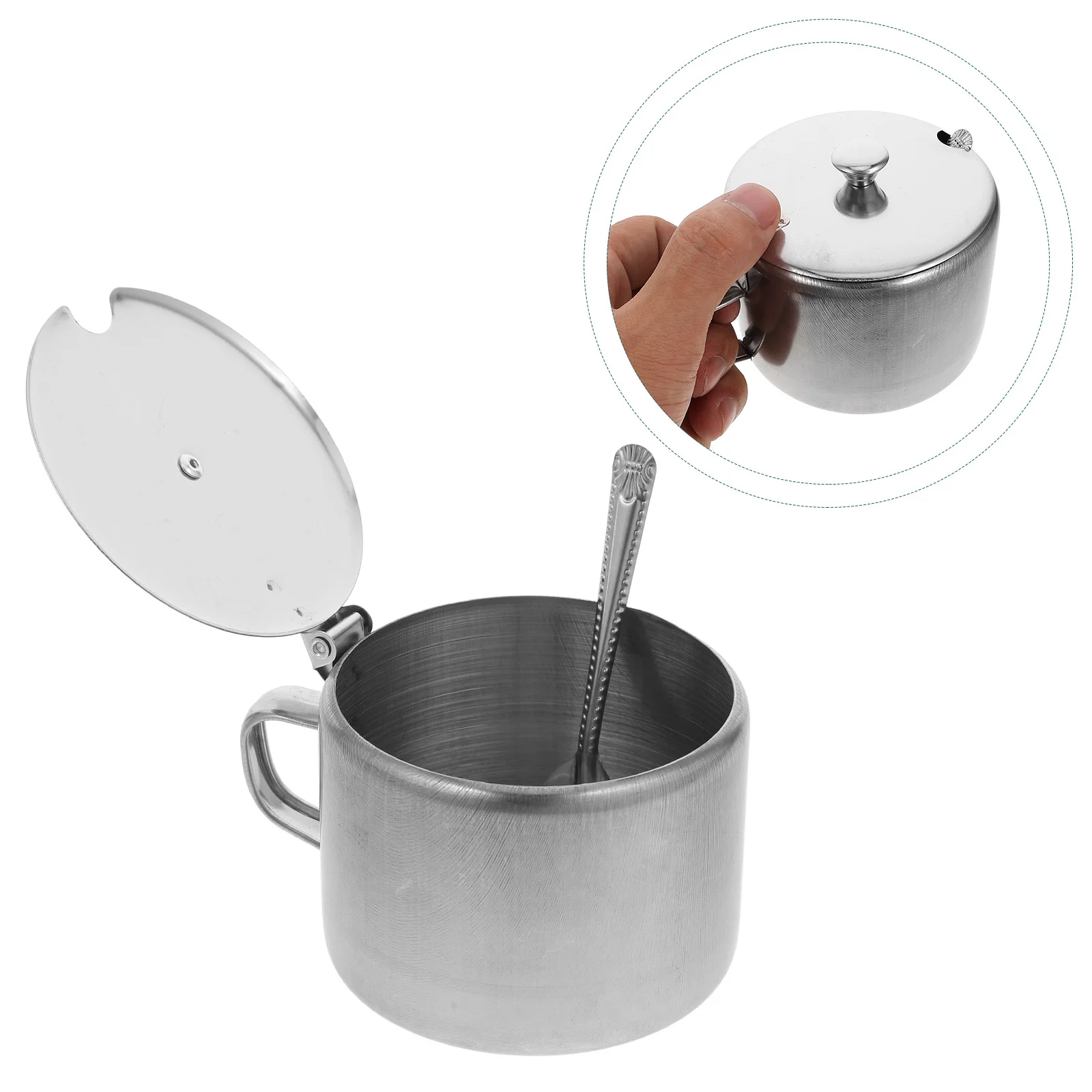 Stainless Steel Sugar Bowl with Handle and Spoon Seasoning Container Jar for Kitchen Storage Salt Pepper Spice Organizer
Stainless Steel Sugar Bowl with Handle and Spoon Seasoning Container Jar for Kitchen Storage Salt Pepper Spice Organizer