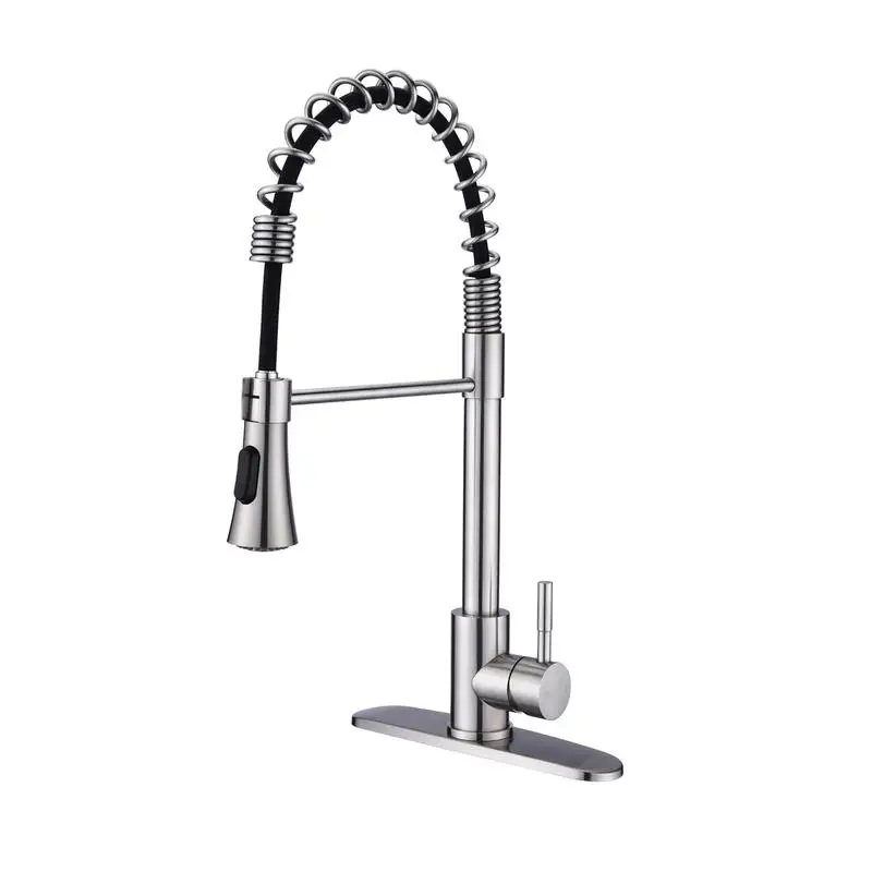 Brushed Nickel Commercial Sink Faucet with Deck Plate for Kitchen Use
Brushed Nickel Commercial Sink Faucet with Deck Plate for Kitchen Use