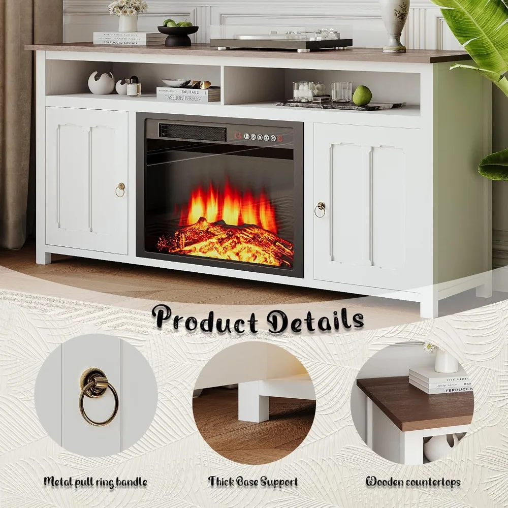 58 Inches Fireplace TV Stand for TVs with 23'' Electric Fireplace & Remote, Wooden Modern Entertainment Center up to 65 Inches
58 Inches Fireplace TV Stand for TVs with 23'' Electric Fireplace & Remote, Wooden Modern Entertainment Center up to 65 Inches