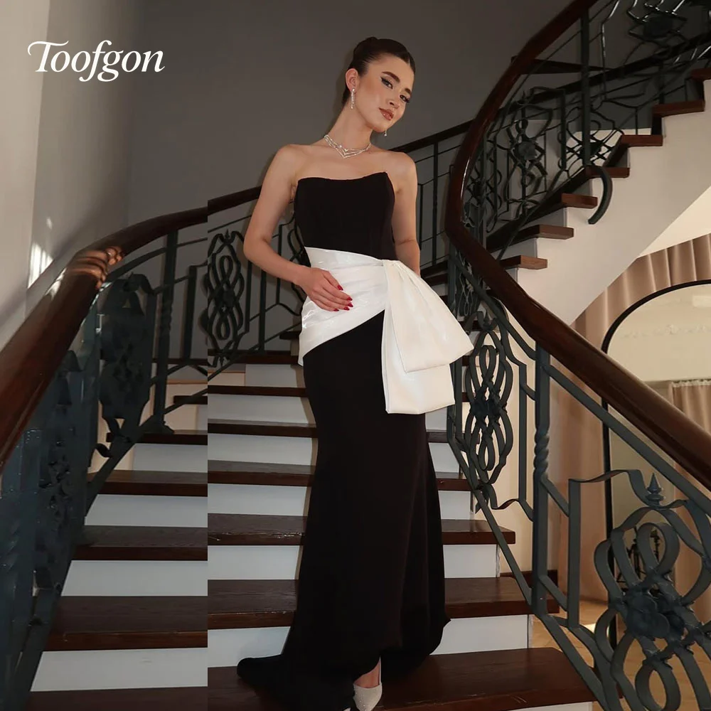 Toofgon Black Mermaid Matte Satin Customized Evening Dresses For Women White Bow Pleat Prom Gowns Formal Occasion Party Dress
Toofgon Black Mermaid Matte Satin Customized Evening Dresses For Women White Bow Pleat Prom Gowns Formal Occasion Party Dress