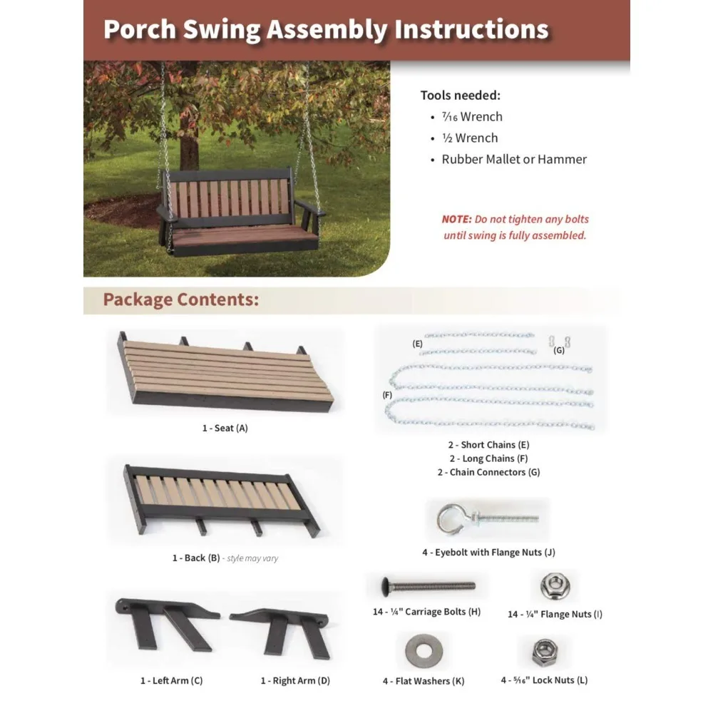 Mission Poly Lumber Wood 5FT Porch Swing Amish Craftsmandship Made in USA HDPE with No Wood fibers 1000 lbs Limit. Customized
Mission Poly Lumber Wood 5FT Porch Swing Amish Craftsmandship Made in USA HDPE with No Wood fibers 1000 lbs Limit. Customized