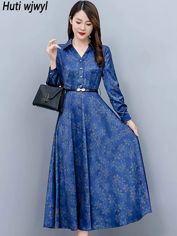 Spring Autumn Acetate Satin Midi Dresses Women Long Sleeve Polo Collar Office Lady Shirt Dress 2024 Elegant Luxury Maxi Vestidos
Spring Autumn Acetate Satin Midi Dresses Women Long Sleeve Polo Collar Office Lady Shirt Dress 2024 Elegant Luxury Maxi Vestidos