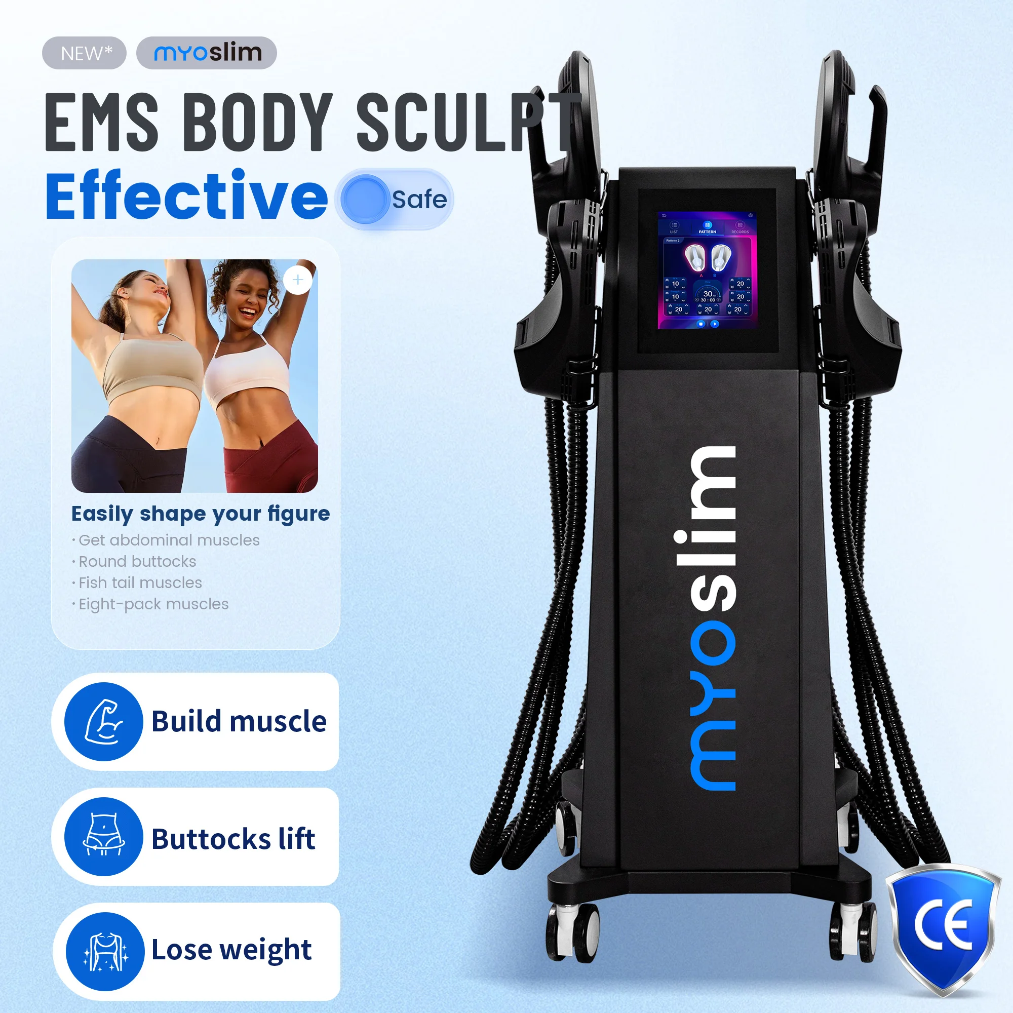 EMS HIEMT Muscle Stimulation Machine Body Shaping Device Fat Reduction Sculpting Technology Core Training Pelvic Floor Lifting
EMS HIEMT Muscle Stimulation Machine Body Shaping Device Fat Reduction Sculpting Technology Core Training Pelvic Floor Lifting