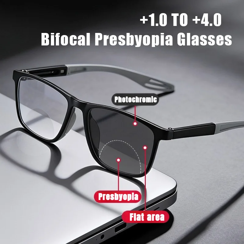 Sports-Style Photochromic Bifocals for Presbyopia Classic Square-Frame Blue Light Blocking HD Unisex Bifocal Reading Glasses
Sports-Style Photochromic Bifocals for Presbyopia Classic Square-Frame Blue Light Blocking HD Unisex Bifocal Reading Glasses