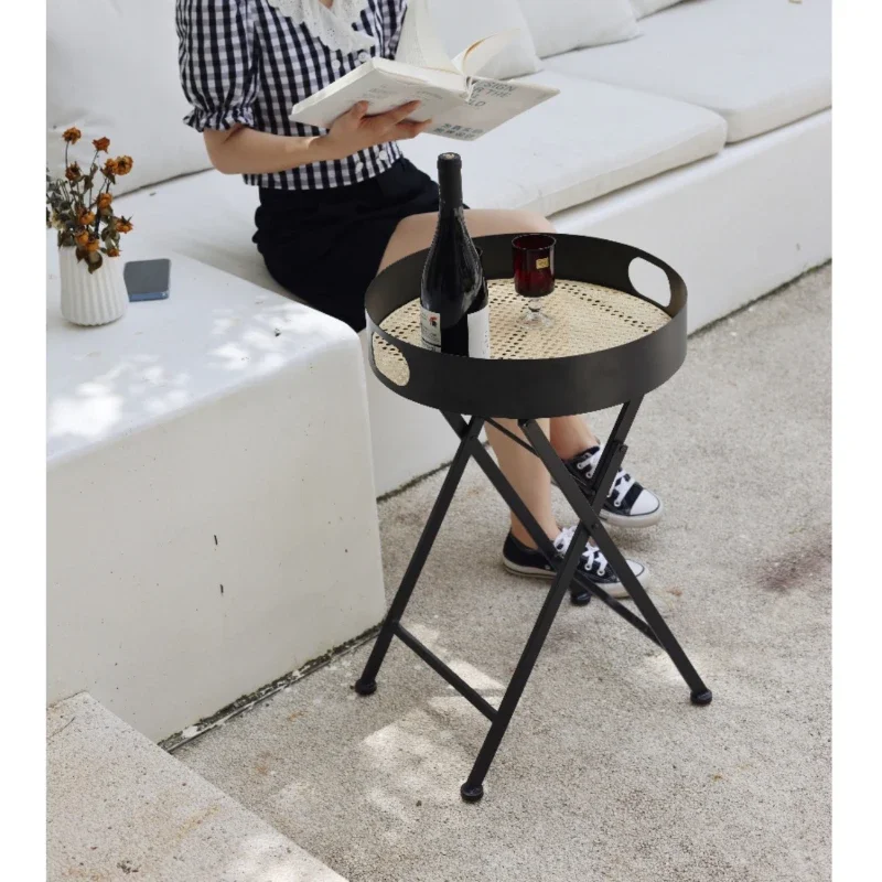 Black sofa living room minimalist Nordic modern imitation rattan weaving folding mobile circular edge several corner tables
Black sofa living room minimalist Nordic modern imitation rattan weaving folding mobile circular edge several corner tables