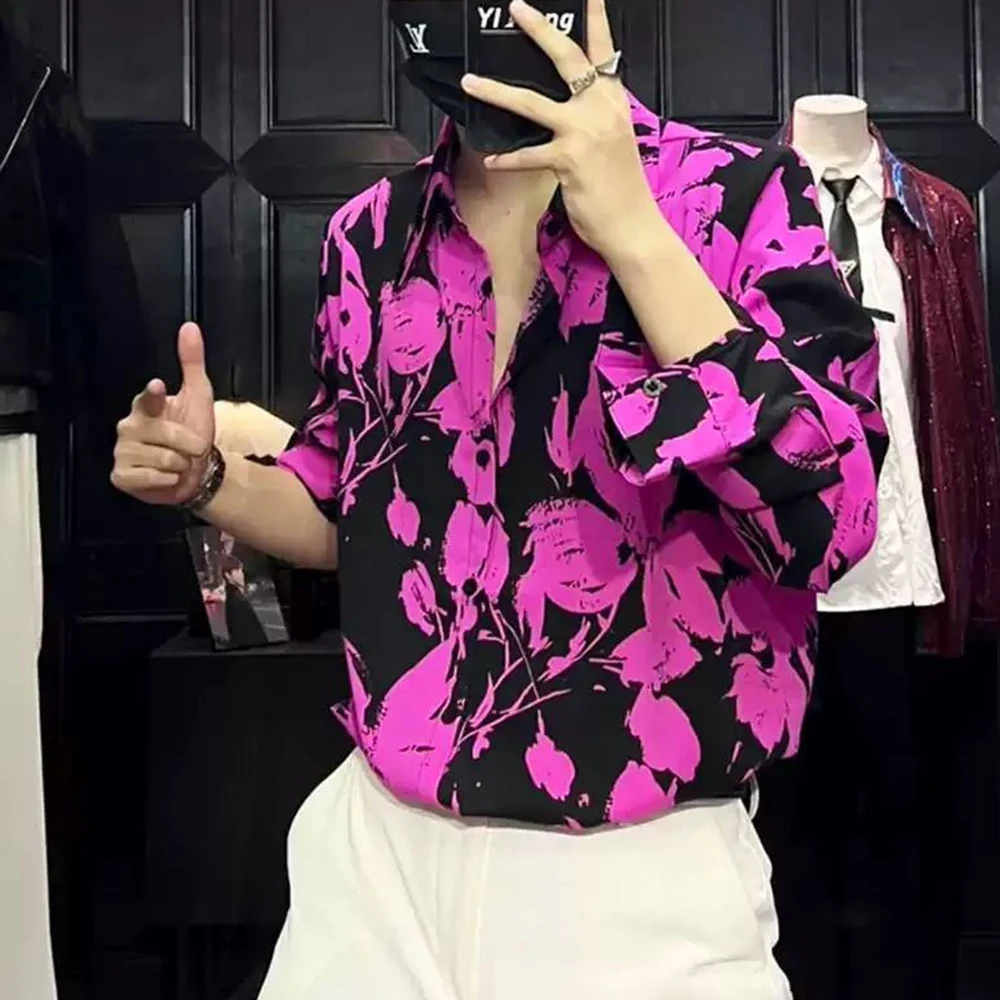 2025 Summer Thin Drape Ice Silk Retro Print Shirt Men Fashion High-End Party Dance Shoulder Pad Loose Casual Shirt Mens Clothing
2025 Summer Thin Drape Ice Silk Retro Print Shirt Men Fashion High-End Party Dance Shoulder Pad Loose Casual Shirt Mens Clothing
