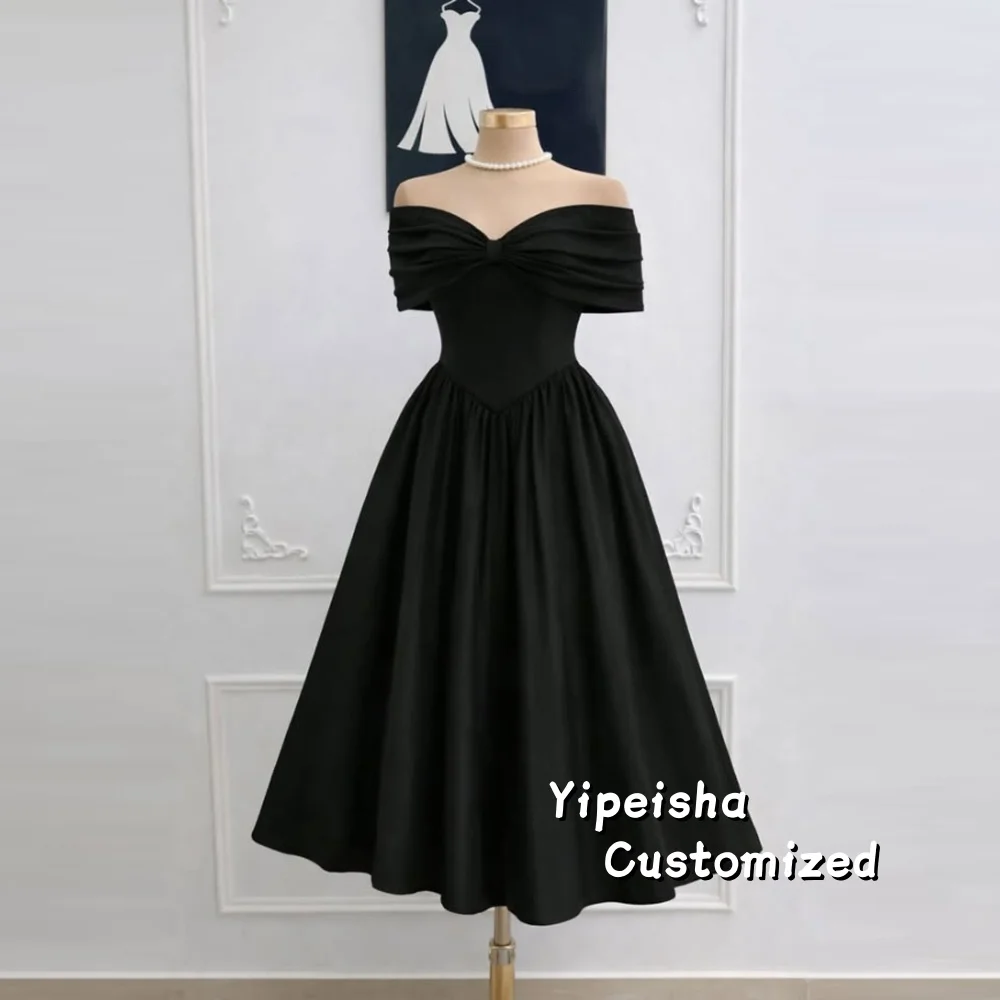 Black Off-Shoulder Evening Dresses A-Line Mini Dress Tea Length Party Gown Customized
Black Off-Shoulder Evening Dresses A-Line Mini Dress Tea Length Party Gown Customized