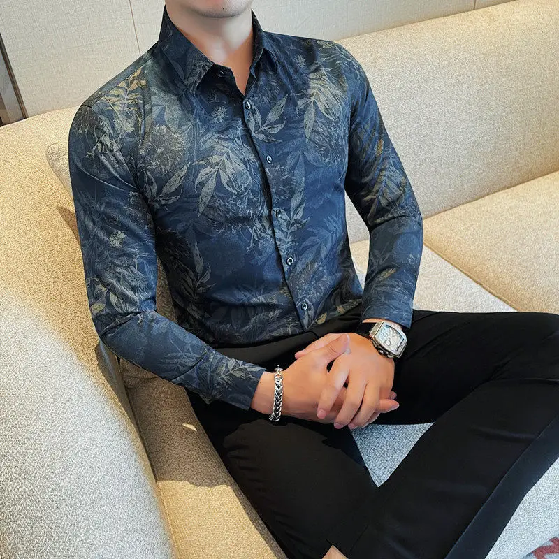 Men New Long-sleeved Shirt Handsome Contrasting Trend Printed Men Casual Shirt
Men New Long-sleeved Shirt Handsome Contrasting Trend Printed Men Casual Shirt