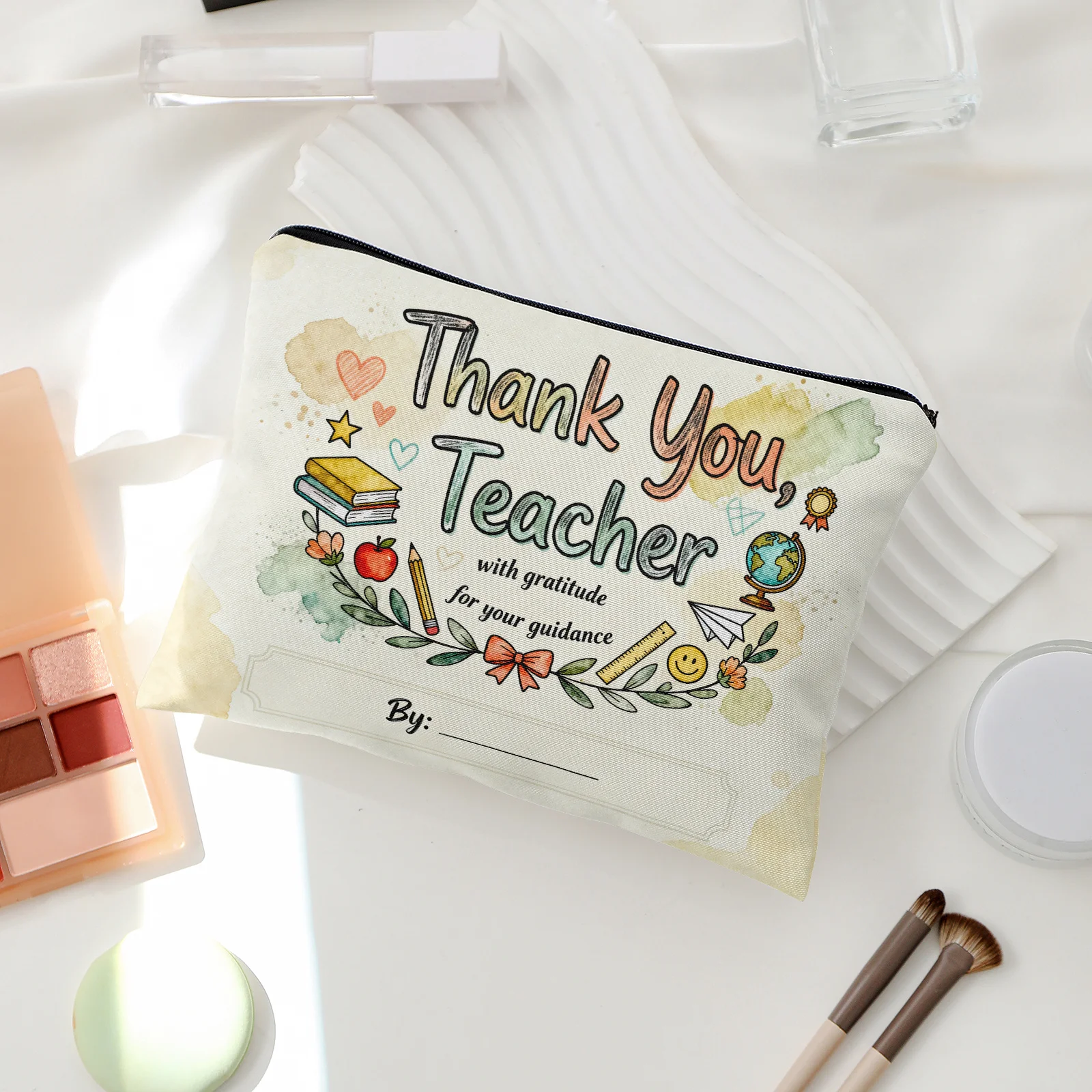 "Thank You Teacher" Lined Storage Bag Gratitude Theme Makeup Pouch, Travel Toiletry Bag with Lining, Multi-purpose Organizer
"Thank You Teacher" Lined Storage Bag Gratitude Theme Makeup Pouch, Travel Toiletry Bag with Lining, Multi-purpose Organizer