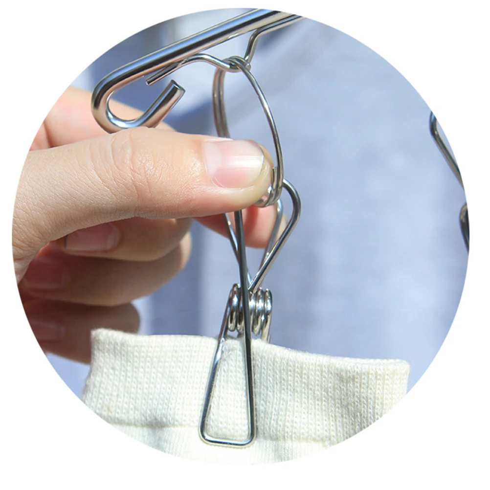 Stainless Steel Clothes Drying Hanger with 8 Clips for Socks Bras Gloves High Elastic Clamps Laundry Drying Rack Save Space
Stainless Steel Clothes Drying Hanger with 8 Clips for Socks Bras Gloves High Elastic Clamps Laundry Drying Rack Save Space