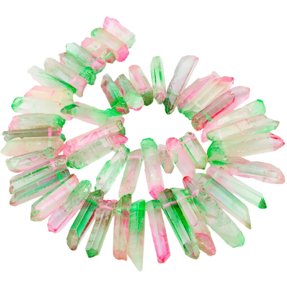 TUMBEELLUWA Natural Titanium Coated Two Tone Crystal Points Drilled Sticks Bars Beads Jewelry Accessories For DIY 15inch/Strand
TUMBEELLUWA Natural Titanium Coated Two Tone Crystal Points Drilled Sticks Bars Beads Jewelry Accessories For DIY 15inch/Strand