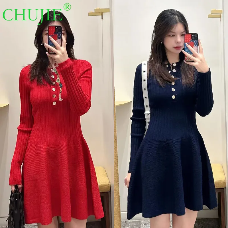CHUJIE 2025 Autumn New French Style Slim Waist Single-Breasted Elegant Versatile Long Sleeve Knitted Dress
CHUJIE 2025 Autumn New French Style Slim Waist Single-Breasted Elegant Versatile Long Sleeve Knitted Dress