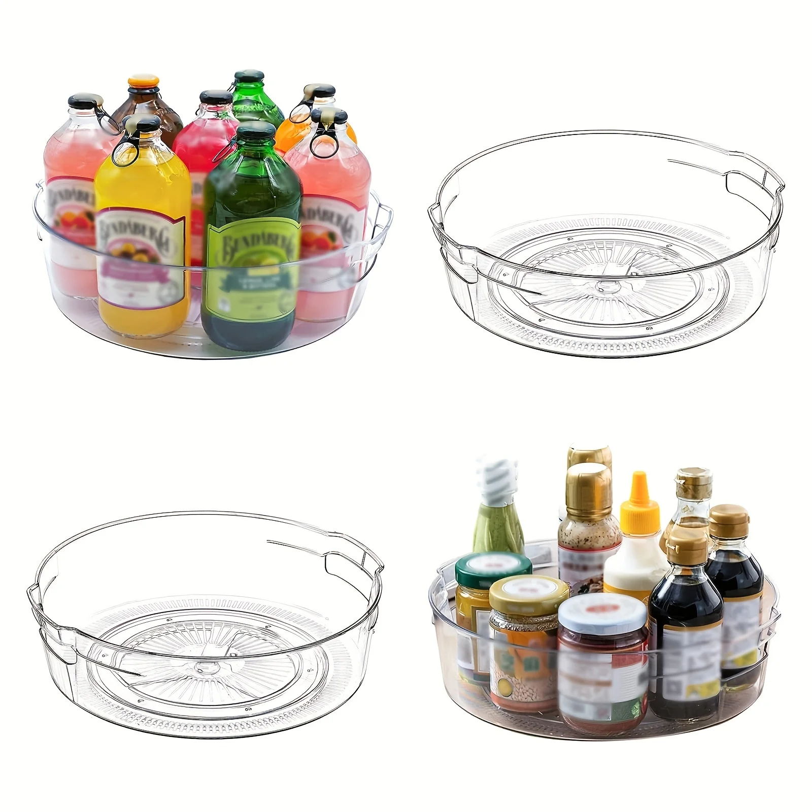 4pcs Lazy Turntable Organizer Set for Cabinets, Upgraded 11.5-Inch Transparent Lazy Turntable with Handle and Raised Edge
4pcs Lazy Turntable Organizer Set for Cabinets, Upgraded 11.5-Inch Transparent Lazy Turntable with Handle and Raised Edge