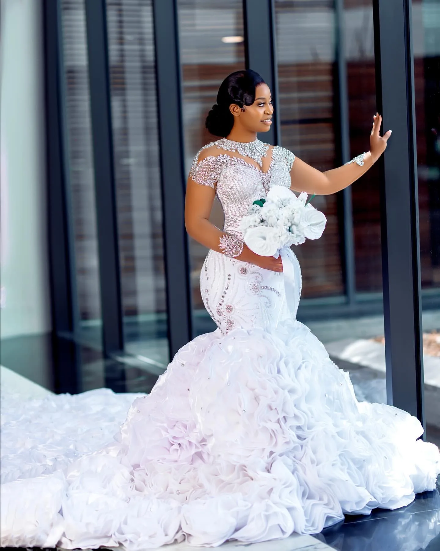 Luxury African Wedding Dresses Black Girls Mermaid Short Sleeves Beaded Ruffled Aso Ebi Bridal Gowns Vestido De Novia Customized
Luxury African Wedding Dresses Black Girls Mermaid Short Sleeves Beaded Ruffled Aso Ebi Bridal Gowns Vestido De Novia Customized