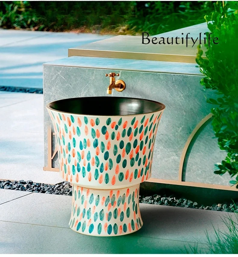 Hand painted mop pool balcony bathroom large and small mop pool anti-splash outdoor courtyard mop pool
Hand painted mop pool balcony bathroom large and small mop pool anti-splash outdoor courtyard mop pool