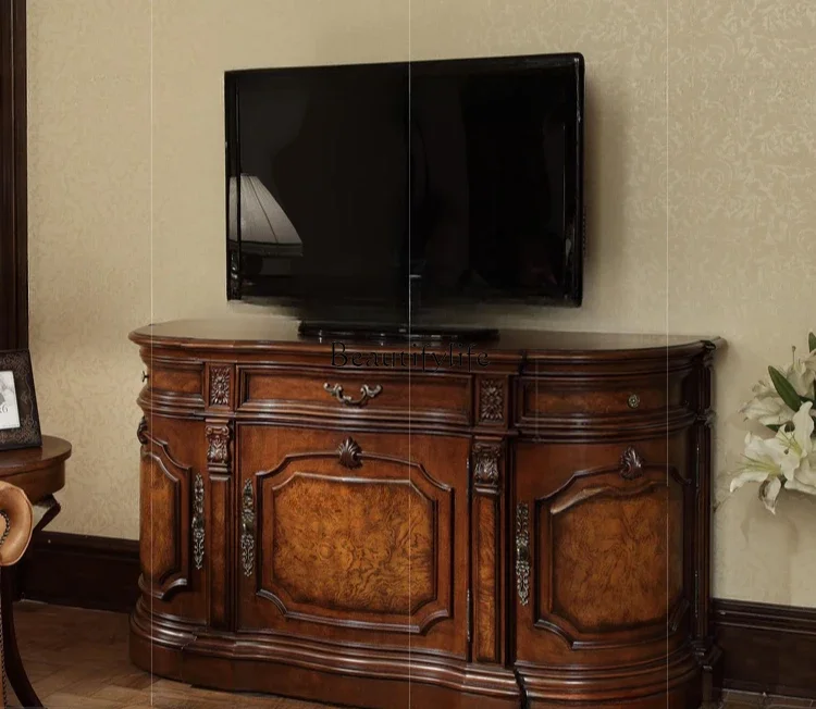 Тумба под телевизор из массива дерева в американском стиле, с двумя дверцами, напольная, для 1.5-метрового изогнутого ТВ, прихожая
Тумба под телевизор из массива дерева в американском стиле, с двумя дверцами, напольная, для 1.5-метрового изогнутого ТВ, прихожая