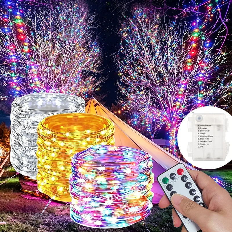 5/10/20/30M Remote Control Copper Wire String Light with 8 Functions Battery Case LED Lamp Flower Wedding Christmas Decoration
5/10/20/30M Remote Control Copper Wire String Light with 8 Functions Battery Case LED Lamp Flower Wedding Christmas Decoration