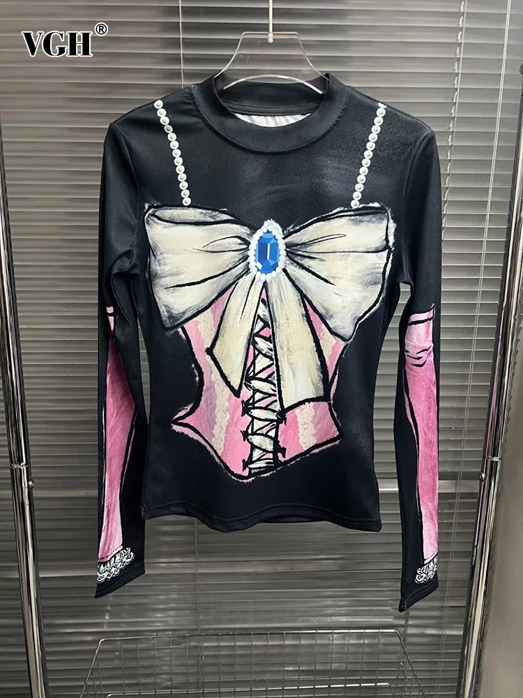 VGH Colorblock Printing Casual T Shirts For Women Round Neck Long Sleeve Minimalist Pullover T Shirt Female Fashion Clothing New
VGH Colorblock Printing Casual T Shirts For Women Round Neck Long Sleeve Minimalist Pullover T Shirt Female Fashion Clothing New