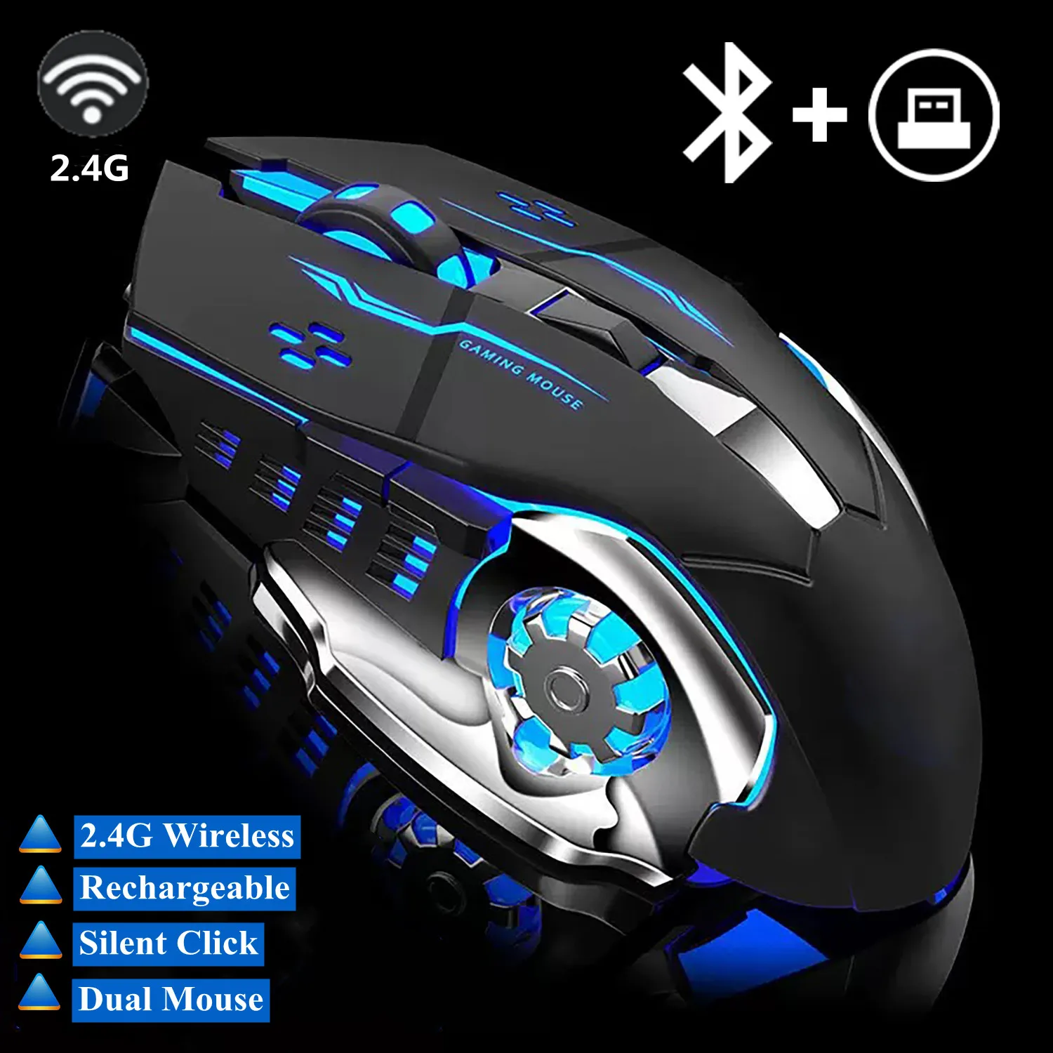 Wireless Bluetooth Gaming Mouse Computer Silent Rechargeable Mouse USB Mechanical E-Sports Backlight PC Gamer Mouse For Computer 
Wireless Bluetooth Gaming Mouse Computer Silent Rechargeable Mouse USB Mechanical E-Sports Backlight PC Gamer Mouse For Computer