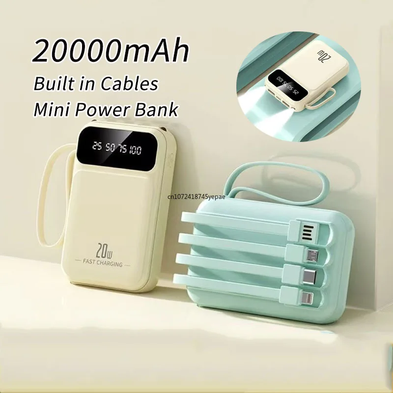 Внешний аккумулятор 20000 мАч, мини-портативное зарядное устройство 4-в-1 со встроенными кабелями и цифровым дисплеем для iPhone 16, Xiaomi
Внешний аккумулятор 20000 мАч, мини-портативное зарядное устройство 4-в-1 со встроенными кабелями и цифровым дисплеем для iPhone 16, Xiaomi
