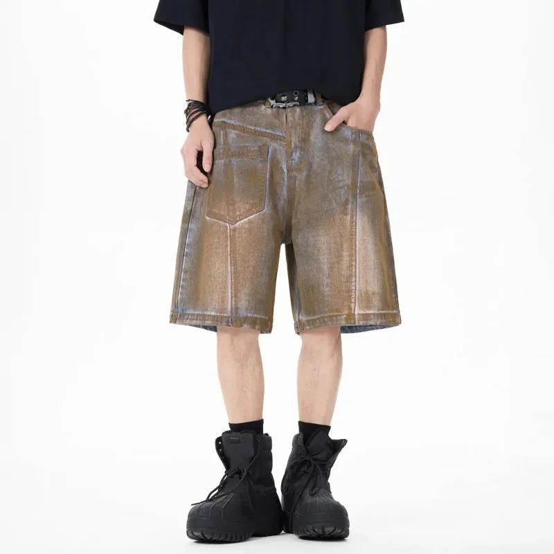 Men's Denim Shorts Japanese Style Trendy 2026 Summer Vintage with Reverse Contrast Panel Design, Loose Fit, Knee Length, Casual
Men's Denim Shorts Japanese Style Trendy 2026 Summer Vintage with Reverse Contrast Panel Design, Loose Fit, Knee Length, Casual