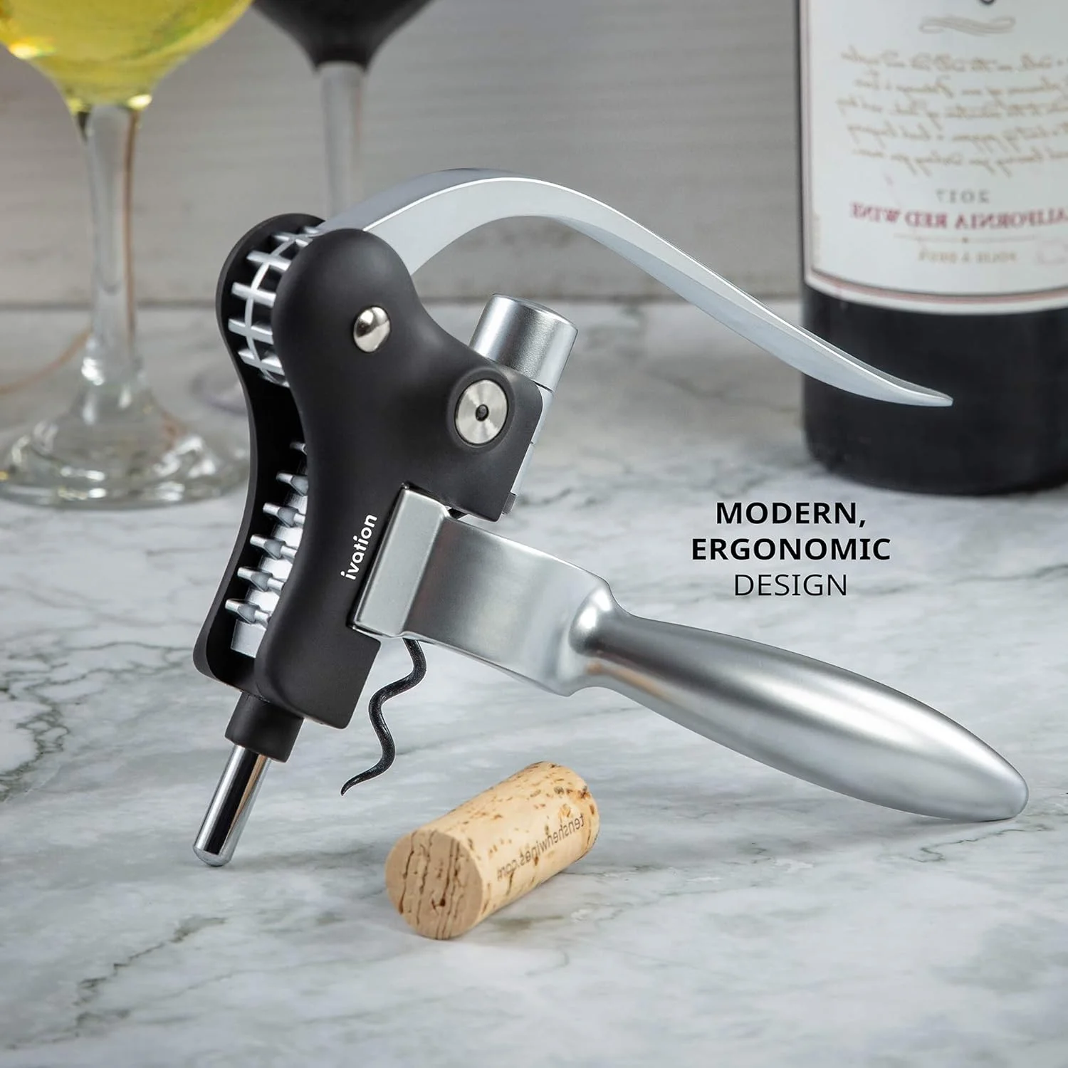 Wine Bottle Opener | Manual Corkscrew with Ergonomic Lever , Standing Vertical Design, Soft Bottleneck , Nonstick Screw & Easy
Wine Bottle Opener | Manual Corkscrew with Ergonomic Lever , Standing Vertical Design, Soft Bottleneck , Nonstick Screw & Easy