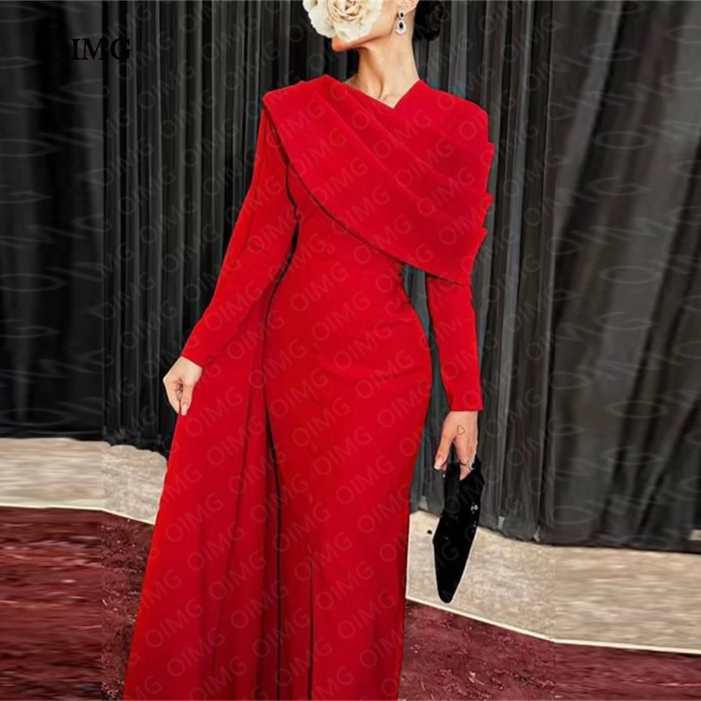 OIMG Red Stretch Satin Beach Formal Party Dresses Long Sleeves Dubai Saudi Arbaic Evening Gowns Night Club Dress Robe de soiree
OIMG Red Stretch Satin Beach Formal Party Dresses Long Sleeves Dubai Saudi Arbaic Evening Gowns Night Club Dress Robe de soiree