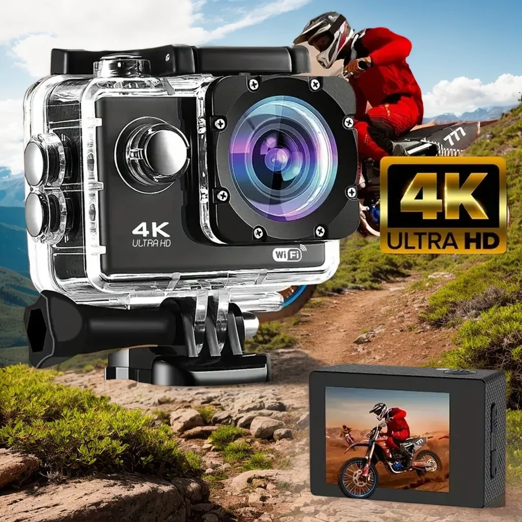 Экшн-камера Ultra HD 4K с Wi-Fi — водонепроницаемая спортивная камера 30 кадров в секунду (170 ° Широкоугольный экран с экраном 2,0 дюйма) для использования в шлеме и подводной воде
Экшн-камера Ultra HD 4K с Wi-Fi — водонепроницаемая спортивная камера 30 кадров в секунду (170 ° Широкоугольный экран с экраном 2,0 дюйма) для использования в шлеме и подводной воде