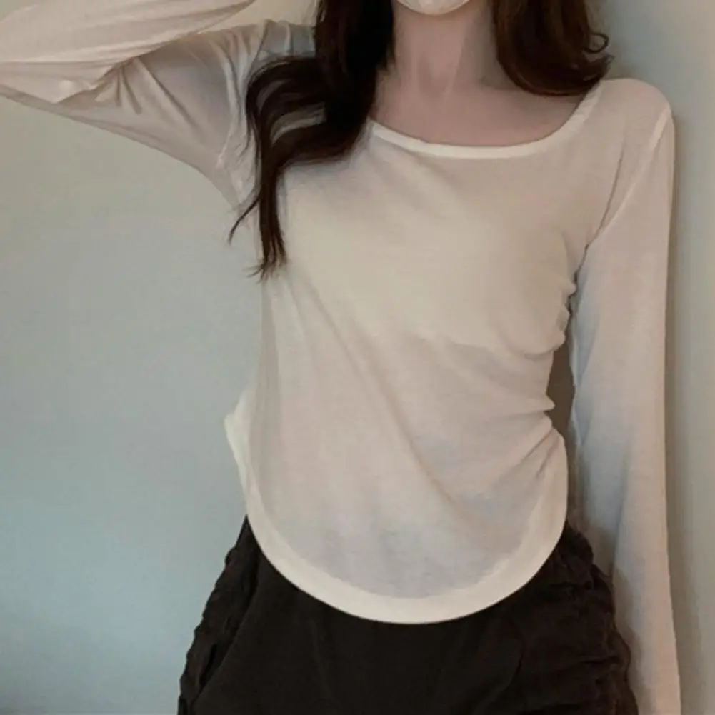Autumn Blouse Slim Fit Lightweight Warm Women Autumn Winter Solid Color Bottoming T-shirt Cropped Top for Trip
Autumn Blouse Slim Fit Lightweight Warm Women Autumn Winter Solid Color Bottoming T-shirt Cropped Top for Trip