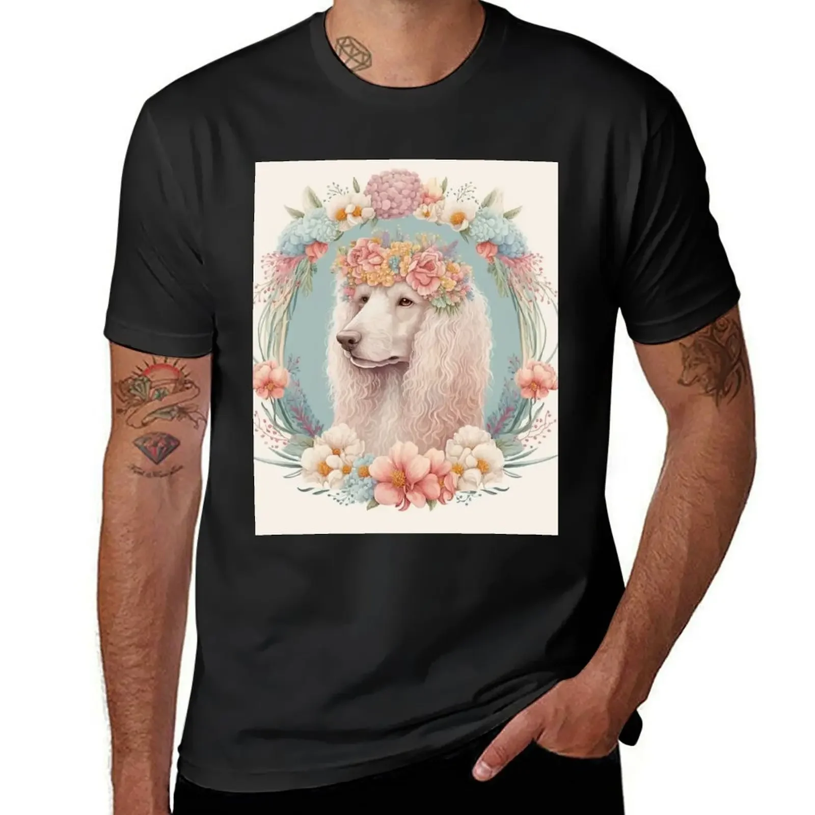 Cute Poodle Dog in Watercolor Floral Crown Painting T-Shirt valentines clothes anime custom shirt men workout shirt
Cute Poodle Dog in Watercolor Floral Crown Painting T-Shirt valentines clothes anime custom shirt men workout shirt
