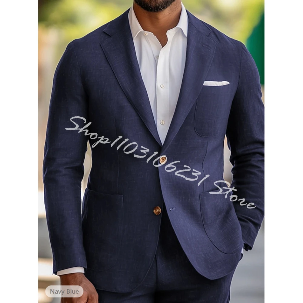 Men's Casual Wedding Linen Suits Navy Blue 2 Pieces Fashion Daily Standard Fit Single Breasted Wedding Tuxedos Costume Homme
Men's Casual Wedding Linen Suits Navy Blue 2 Pieces Fashion Daily Standard Fit Single Breasted Wedding Tuxedos Costume Homme