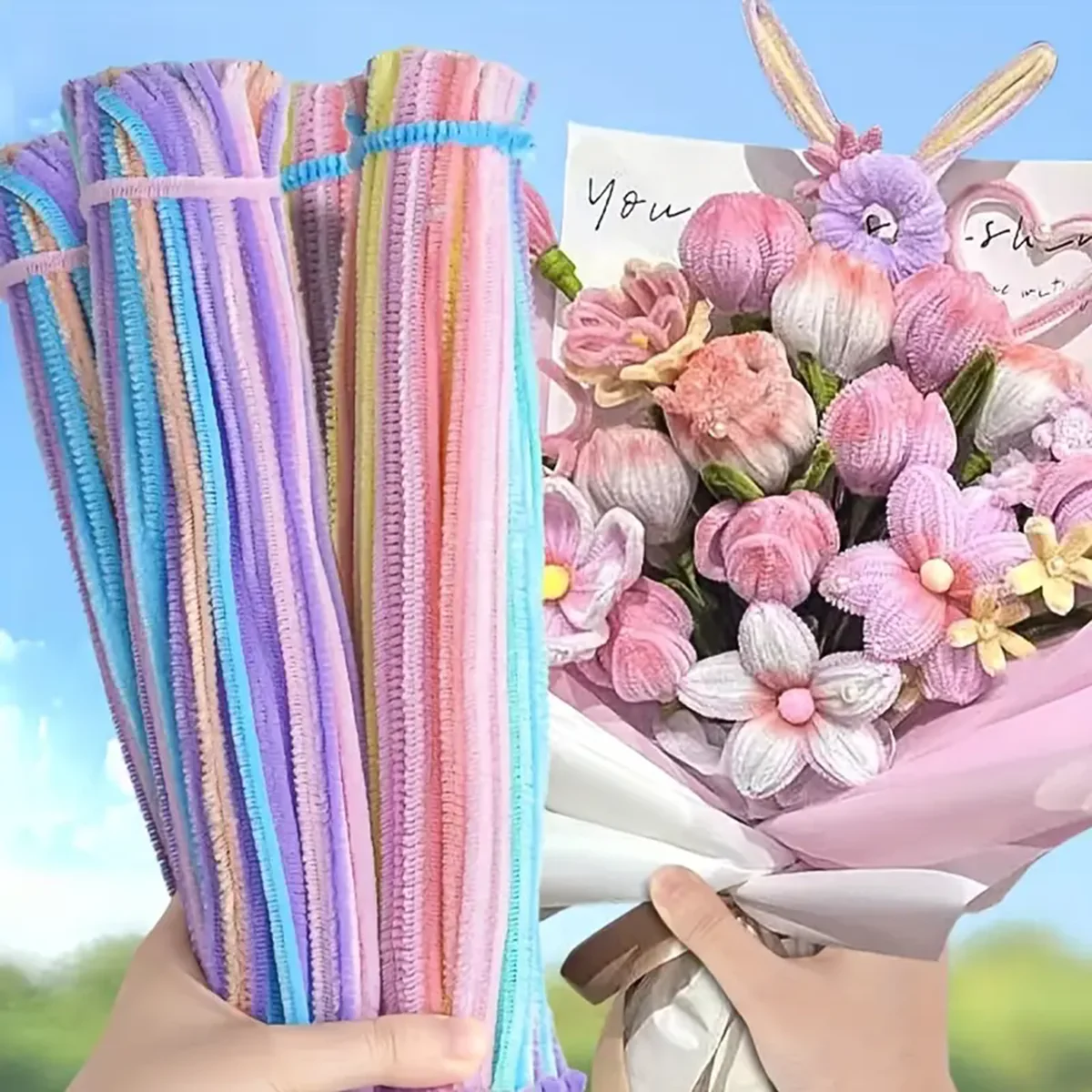 100/200pcs Colorful Plush Twister Stick Toys DIY Handmade Flower Bouquet Material Pack Encryption Plush Twister Stick Puzzle Toy
100/200pcs Colorful Plush Twister Stick Toys DIY Handmade Flower Bouquet Material Pack Encryption Plush Twister Stick Puzzle Toy