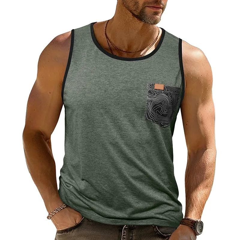 2025 Summer New European and American Men's Sleeveless Printed Vest Loose Pocket Fitness Sports Tops Tee
2025 Summer New European and American Men's Sleeveless Printed Vest Loose Pocket Fitness Sports Tops Tee