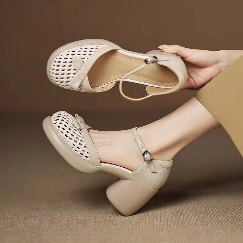Women's Sandals Hollow High Heels Shoes Woman Summer 2025 Chunky Office Leather Shoes Brand Pumps Slippers Zapatillas De Mujer
Women's Sandals Hollow High Heels Shoes Woman Summer 2025 Chunky Office Leather Shoes Brand Pumps Slippers Zapatillas De Mujer