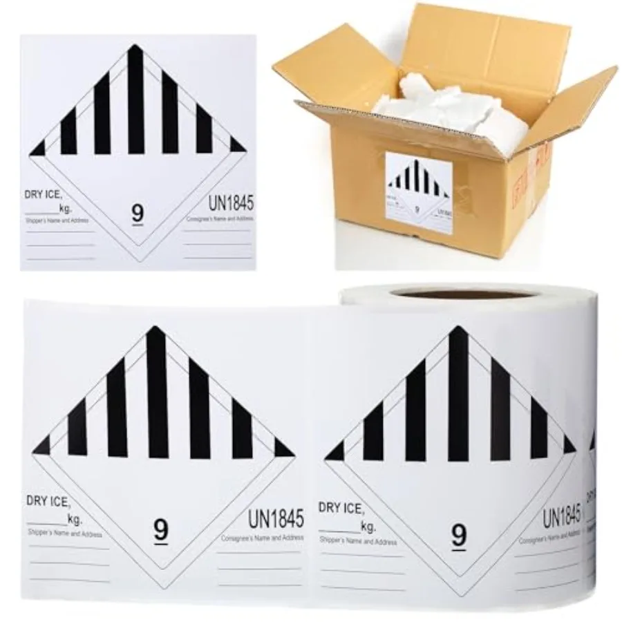 500 Pcs Dry Ice Shipping Labels, 6" x 6" Hazard Class 9 UN1845 Dangerous Goods Stickers for Refrigerated and Frozen Products Sh
500 Pcs Dry Ice Shipping Labels, 6" x 6" Hazard Class 9 UN1845 Dangerous Goods Stickers for Refrigerated and Frozen Products Sh