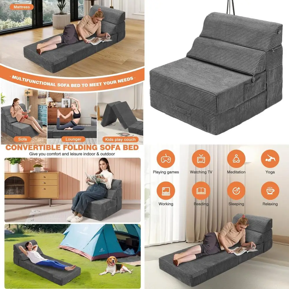 Convertible Sleeper Sofa Bed with Back Support, Grey, Suitable for Living Room or Lounge
Convertible Sleeper Sofa Bed with Back Support, Grey, Suitable for Living Room or Lounge