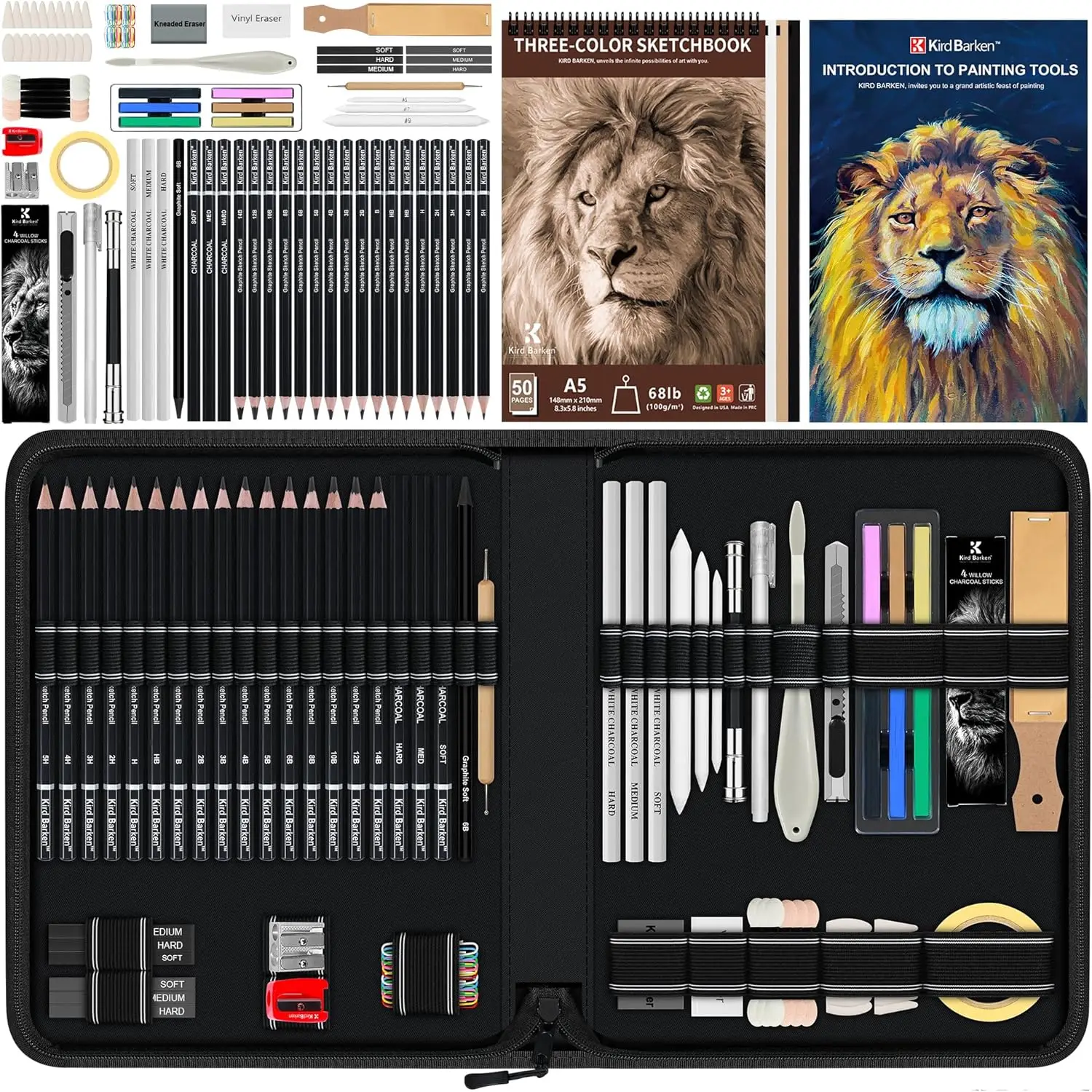 112 PCS Professional Drawing Set with 3-Color Sketchbook, Graphite & Charcoal Pencils for Artists, Adults & Beginners
112 PCS Professional Drawing Set with 3-Color Sketchbook, Graphite & Charcoal Pencils for Artists, Adults & Beginners