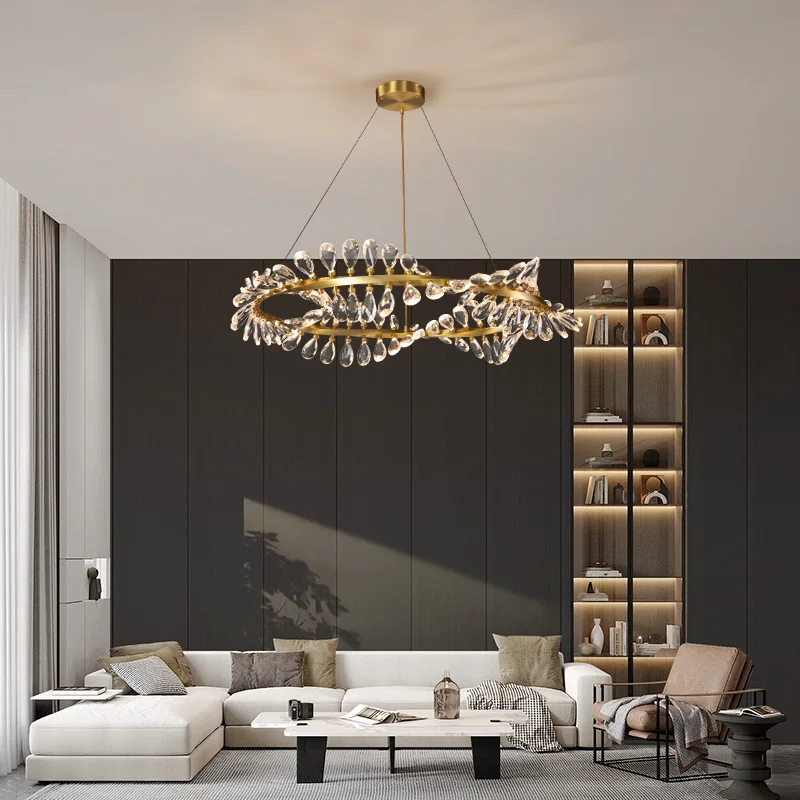 Modern All Copper Circular Ring Luxury Crystal Chandelier Used in Hotel Halls Villas and Living Rooms Pendent Lamp Luminaires
Modern All Copper Circular Ring Luxury Crystal Chandelier Used in Hotel Halls Villas and Living Rooms Pendent Lamp Luminaires