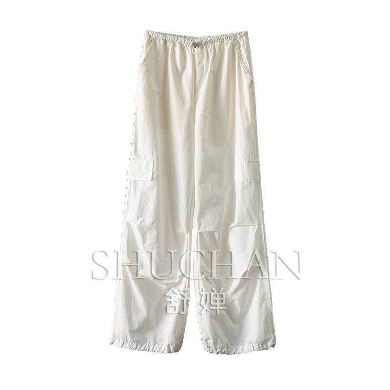 D Spring home, refreshing tooling wind, cabinet straight wide legs ^ tied feet elastic waist pinch pleated paratrooper pants wom
D Spring home, refreshing tooling wind, cabinet straight wide legs ^ tied feet elastic waist pinch pleated paratrooper pants wom