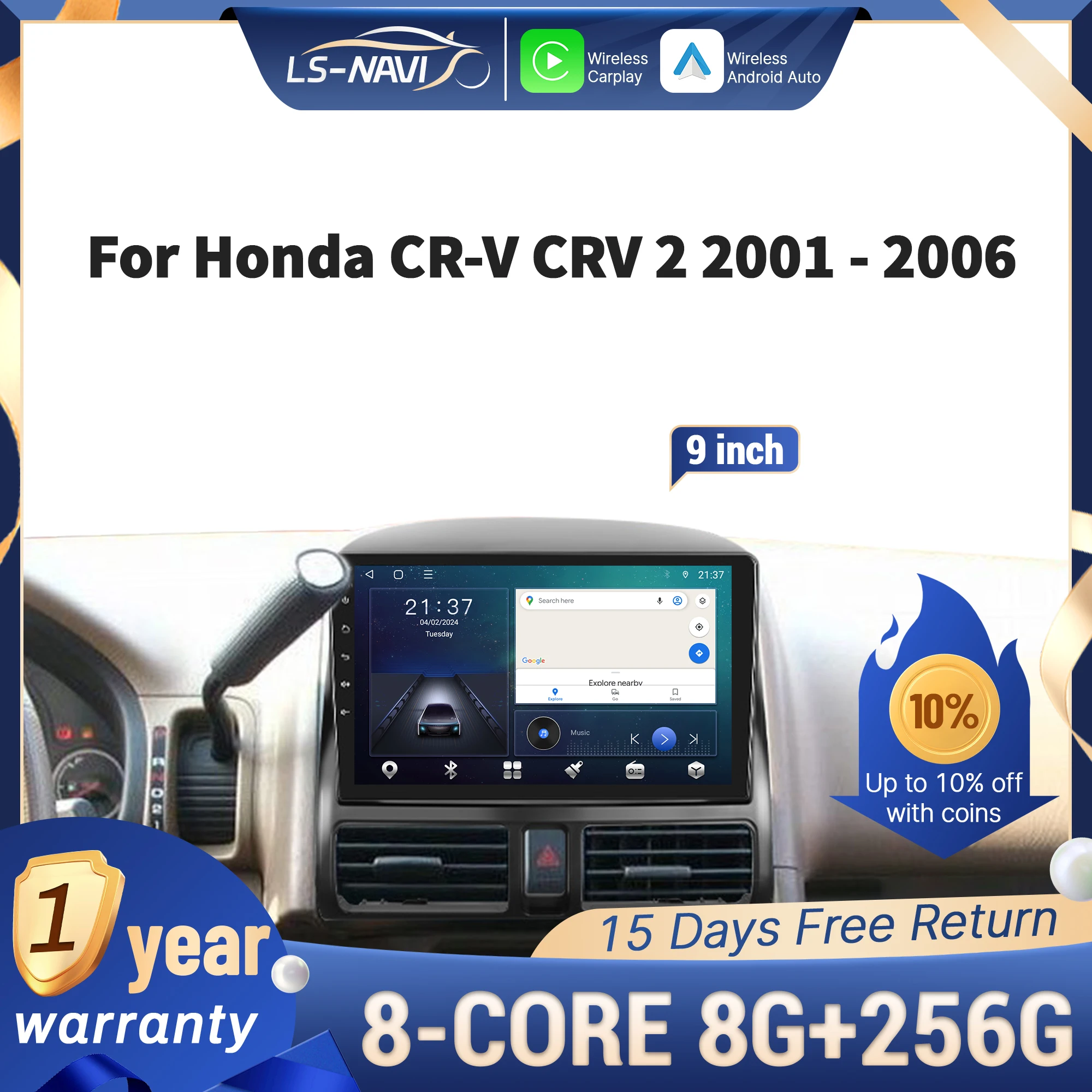 For Honda CR-V CRV 2 2001-2006 Car Radio Multimedia Navigation GPS Wireless CarPlay 4G Touch Head Unit Stereo Screen
For Honda CR-V CRV 2 2001-2006 Car Radio Multimedia Navigation GPS Wireless CarPlay 4G Touch Head Unit Stereo Screen