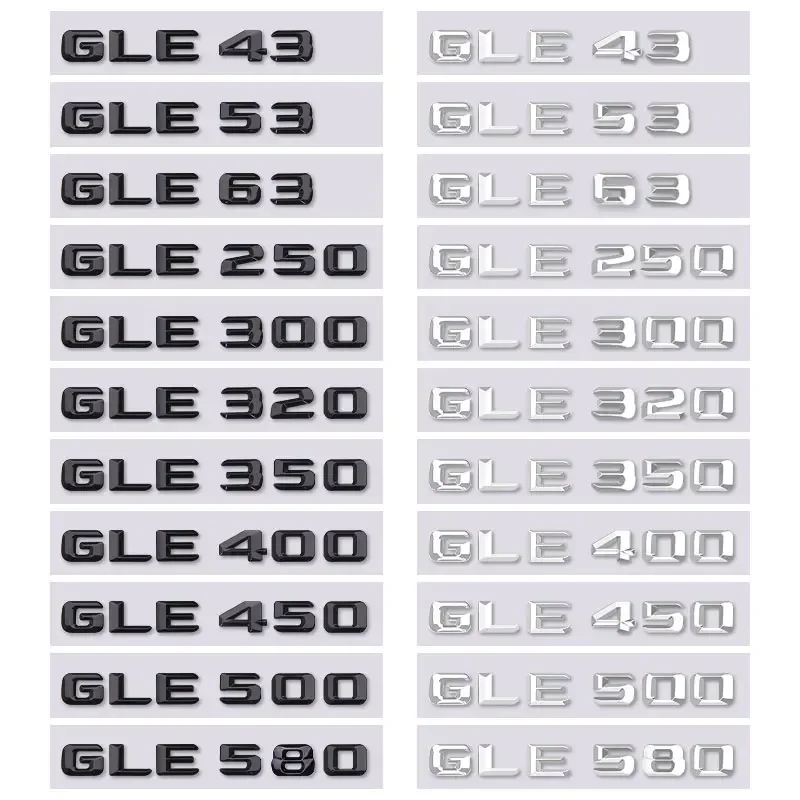 GLE43 53 63 GLE250 300 320 350 400 GLE450 500 580 letter car sticker for mercedes benz GLE class refit rear boot trunk label
GLE43 53 63 GLE250 300 320 350 400 GLE450 500 580 letter car sticker for mercedes benz GLE class refit rear boot trunk label