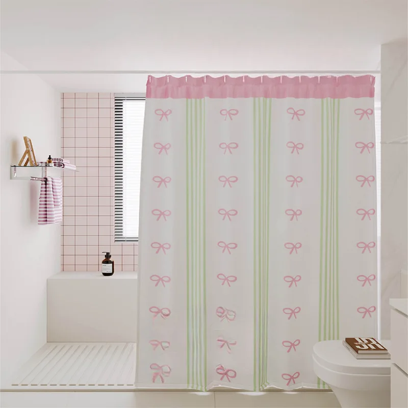 Pink and Green Bowknot Shower Curtain Waterproof Mildew-proof Set No Drilling Required Bathroom Shower Partition Door Curtain
Pink and Green Bowknot Shower Curtain Waterproof Mildew-proof Set No Drilling Required Bathroom Shower Partition Door Curtain